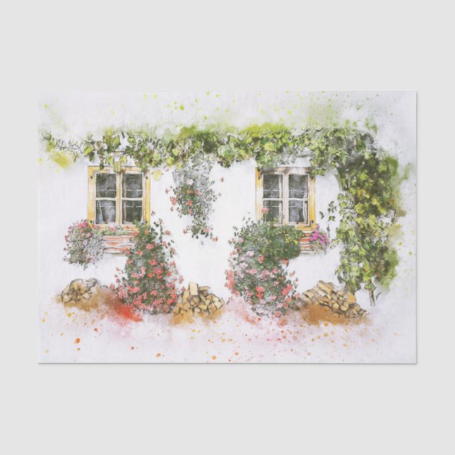 Papier Mousseline Papier Tissu De Découpage Fleurs De Fenêtres vinta (Recto)