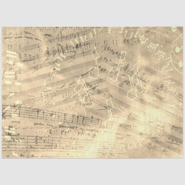 Papier Mousseline Papier Tissu De Découpage Gold Collage de musique (Recto)