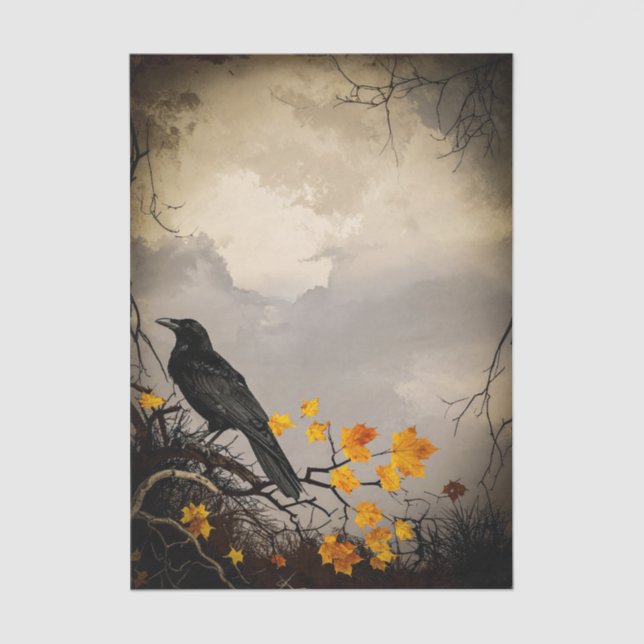 Papier Mousseline Papier Tissu De Découpage Halloween Raven (Recto)