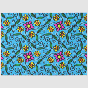 Papier Mousseline papier tissu de fleurs de doodle