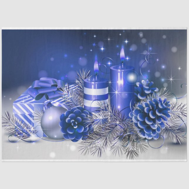 Papier Mousseline Papier Tissu de Noël/Bougies (Recto)