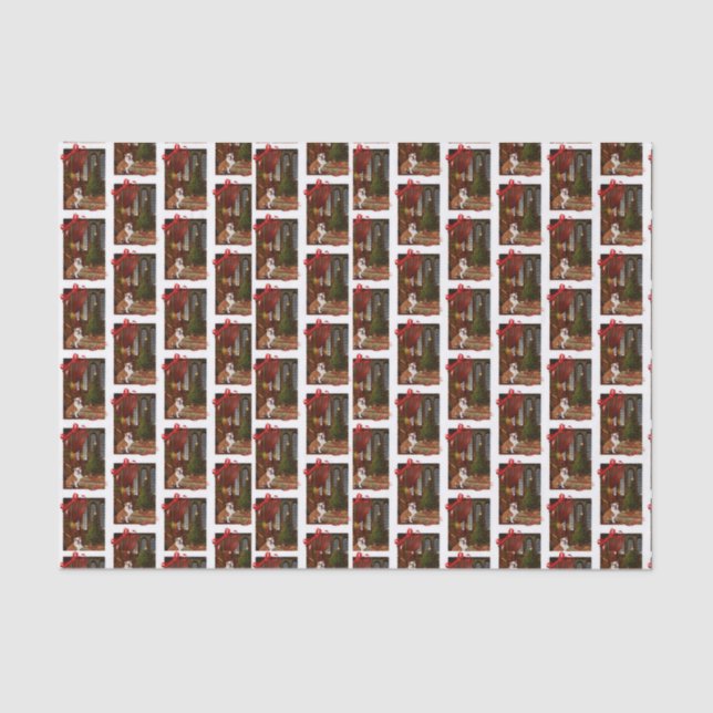 Papier Mousseline Papier Tissu de Noël Buldog (Recto)