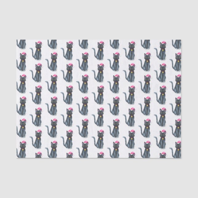 Papier Mousseline Papier Tissu de Noël de chat noir (Recto)