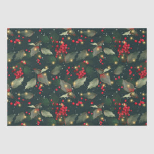 Papier Mousseline Papier Tissu de Noël Holly Light Garland