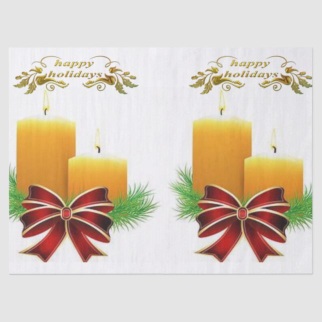 Papier Mousseline Papier Tissu de Noël, Joyeuses Fêtes (Recto)
