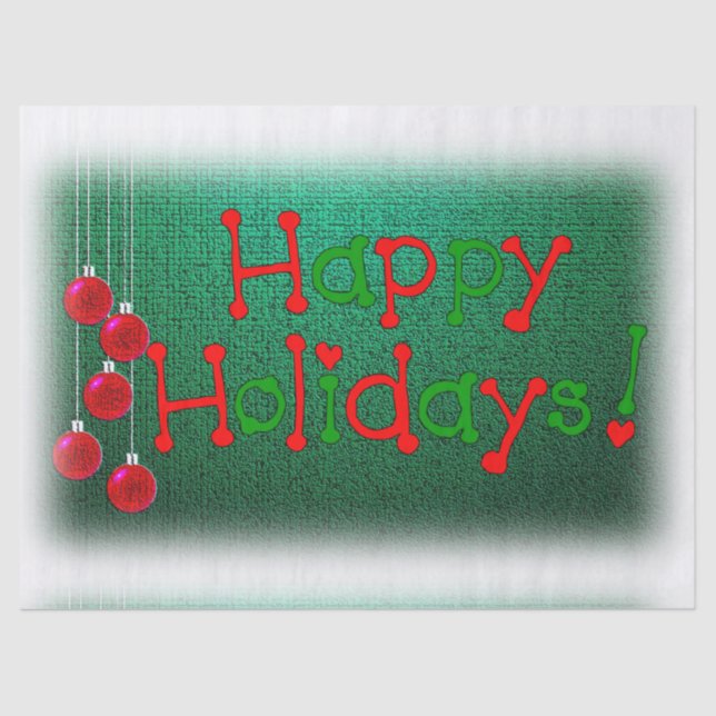 Papier Mousseline Papier Tissu de Noël, Joyeuses Fêtes (Recto)