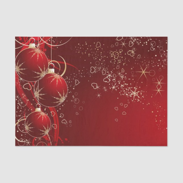 Papier Mousseline Papier Tissu de Noël/Ornements rouges (Recto)