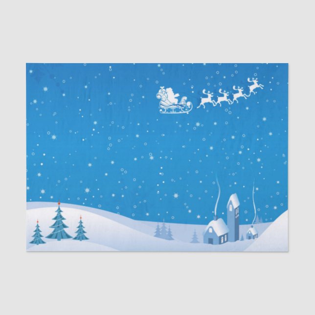 Papier Mousseline Papier Tissu de Noël/Père Noël et Sleigh (Recto)