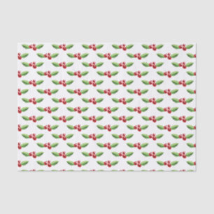 Papier Mousseline Papier Tissu de Noël Rouge et Vert Holly