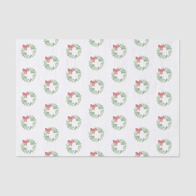 Papier Mousseline Papier Tissu de Noël Rouge et Vert Wreath (Recto)