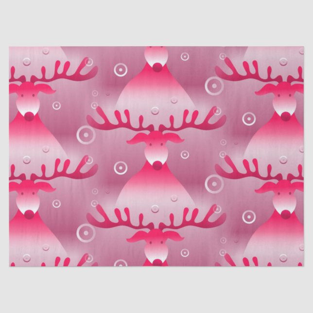 Papier Mousseline papier tissu de rennes roses (Recto)