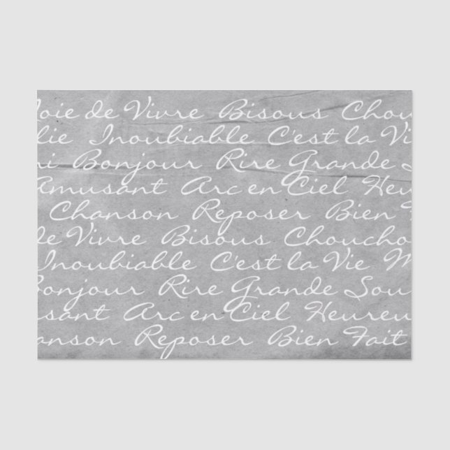 Papier Mousseline Papier Tissu De Script De Langue Française (Gris) (Recto)