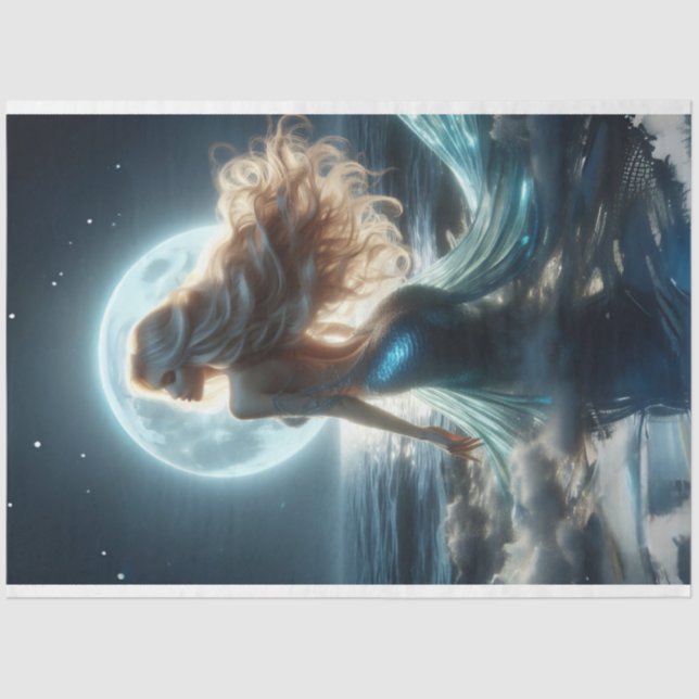 Papier Mousseline Papier Tissu de sirène clair de lune (Recto)