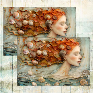 PAPIER MOUSSELINE PAPIER TISSU DÉCOUPAGE SIREN SEASHELN