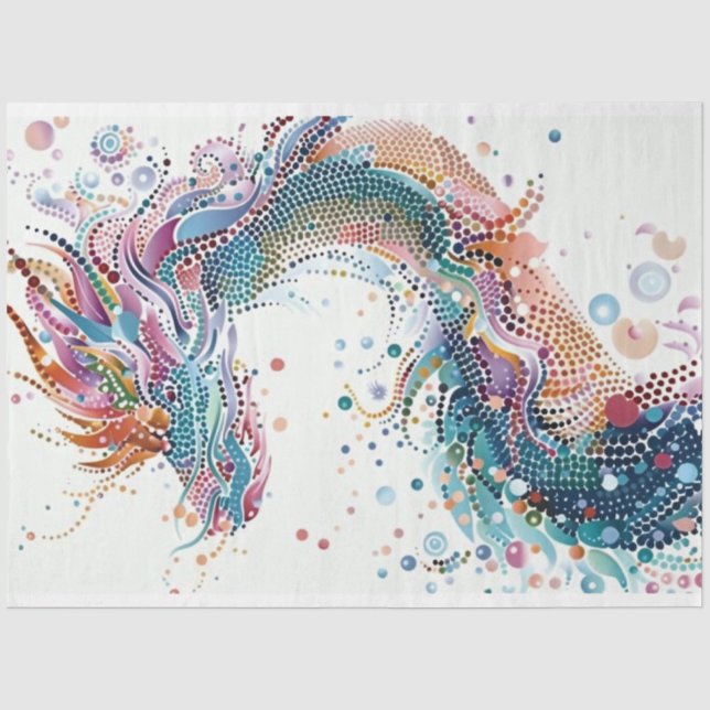 Papier Mousseline Papier Tissu Dot Peint Dragon Vibrant (Recto)