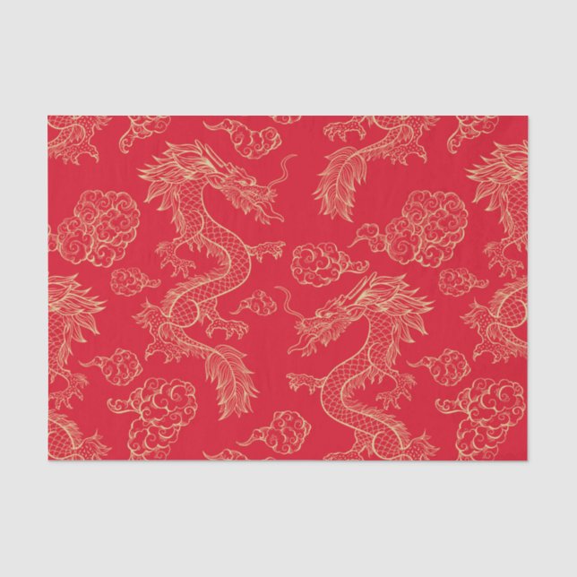 Papier Mousseline Papier Tissu Dragon Japonais | L'artisanat exotiqu (Recto)