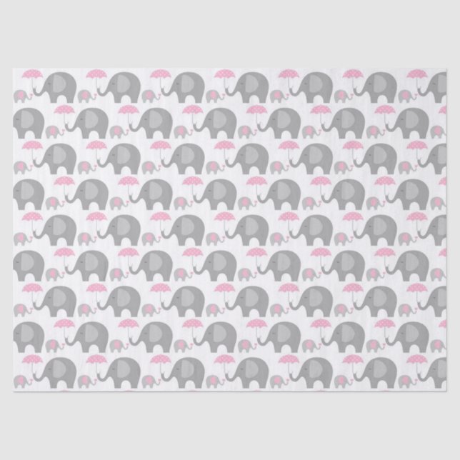 Papier Mousseline Papier Tissu - Eléphants Mère & Bébé (Recto)