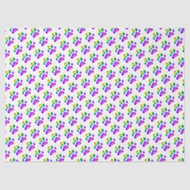 Papier Mousseline Papier Tissu Empreinte de patte arc-en-ciel (Recto)