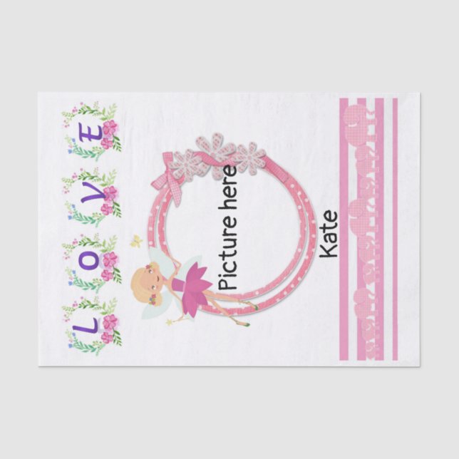 Papier Mousseline Papier Tissu Fée Rose Fée Amour Floral (Recto)