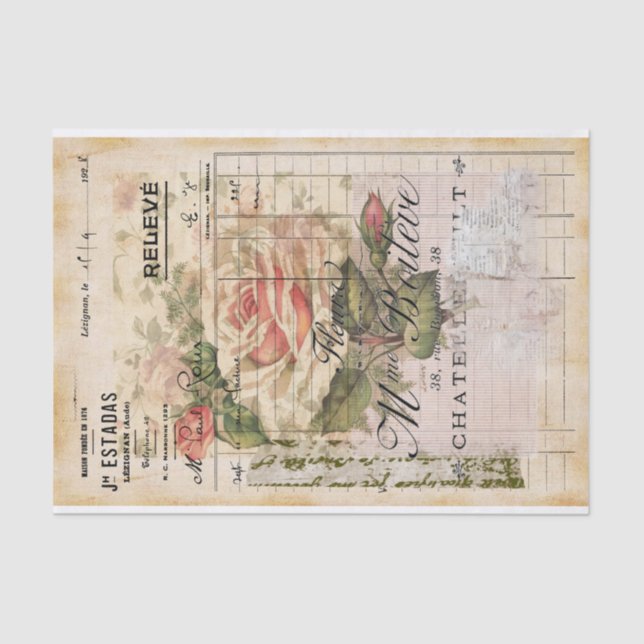 Papier Mousseline Papier Tissu Fleur Français (Recto)