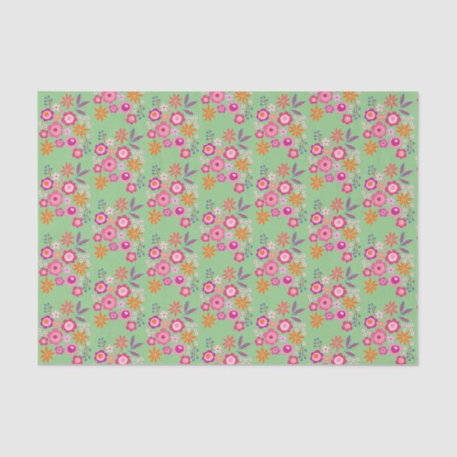 Papier Mousseline Papier Tissu Floral (Recto)