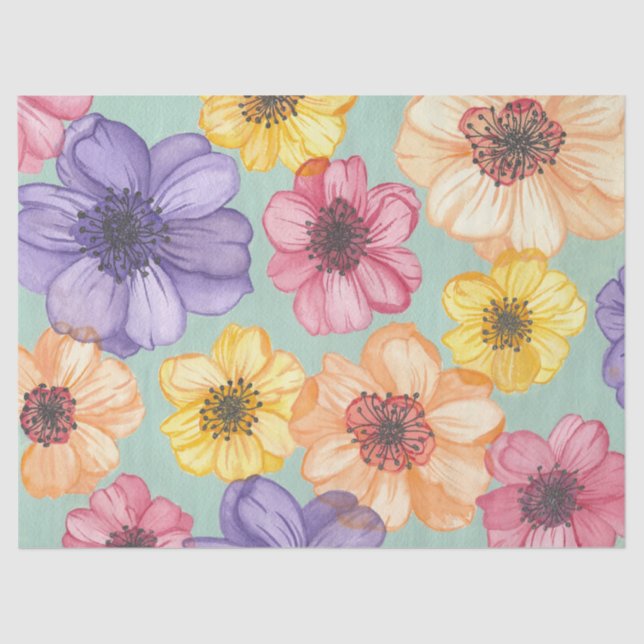 Papier Mousseline Papier Tissu Floral (Recto)