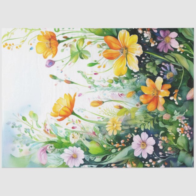 Papier Mousseline Papier Tissu Floral de printemps (Recto)