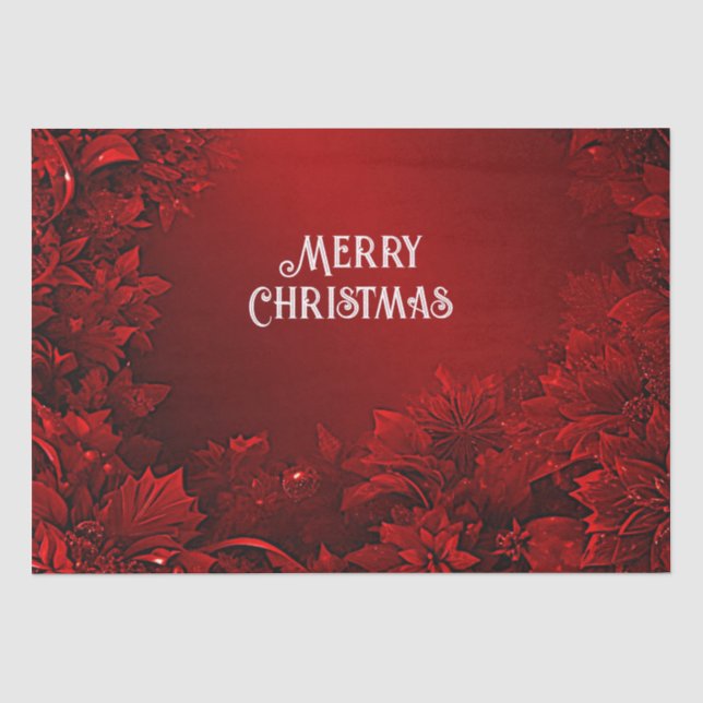 Papier Mousseline Papier Tissu Floral Feuille Rouge (Recto)