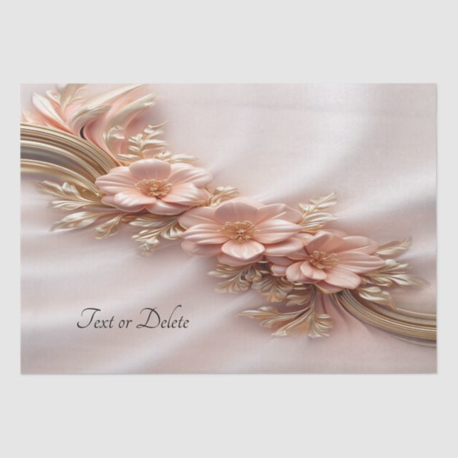Papier Mousseline Papier Tissu Floral Orange Peach Élégant (Recto)