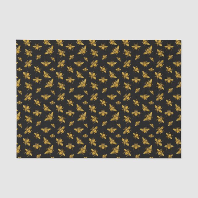 Papier Mousseline Papier Tissu Gold Bees (Recto)