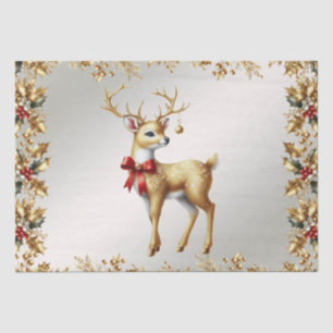 Papier Mousseline Papier Tissu Gold Reindee Holiday