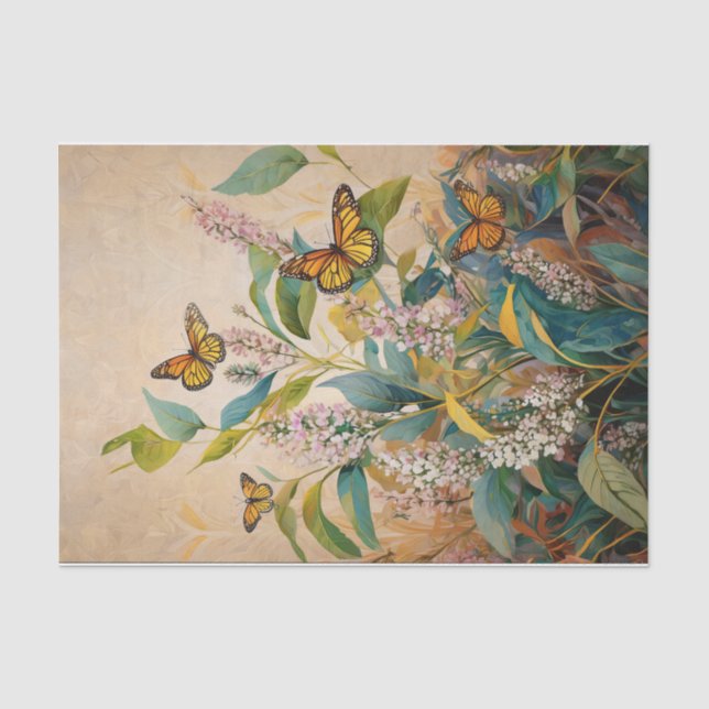 Papier Mousseline Papier Tissu Golden Monarch Milkweed & Meadow (Recto)