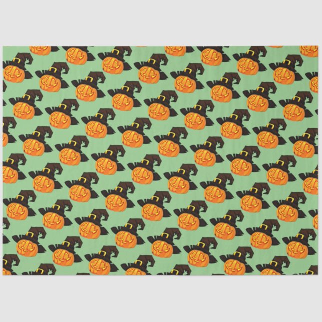 Papier Mousseline Papier Tissu Halloween Sorcière citrouille (Recto)