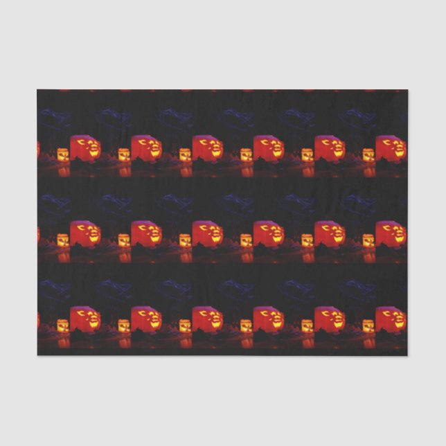 Papier Mousseline Papier Tissu Jack-O-Lantern Et Bougie (Recto)