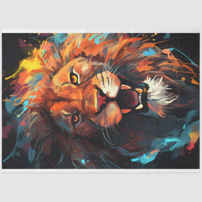 Papier Mousseline Papier Tissu Lion Portrait (Recto)