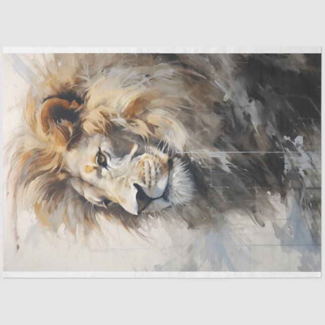Papier Mousseline Papier Tissu Lion Portrait (Recto)