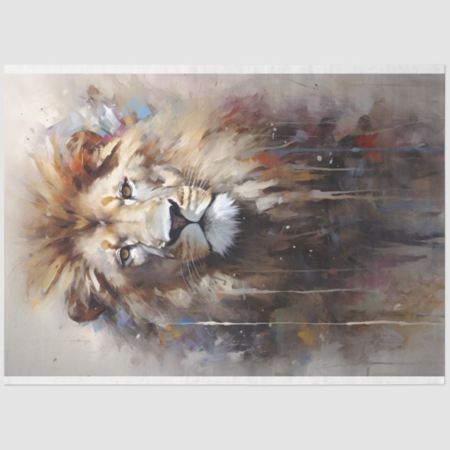 Papier Mousseline Papier Tissu Lion Portrait (Recto)