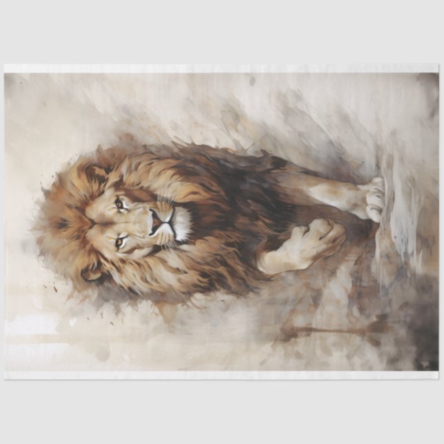 Papier Mousseline Papier Tissu Lion Walking (Recto)