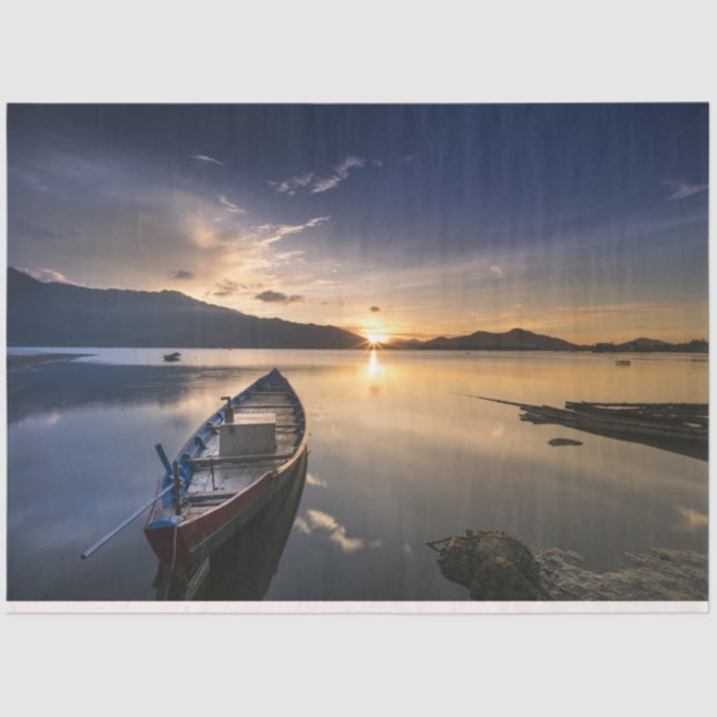 Papier Mousseline Papier Tissu Lonely Boat Ocean Decoupage (Recto)