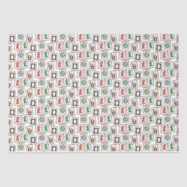 Papier Mousseline Papier Tissu Mah Jongg Carreaux, Enveloppement Cad (Recto)