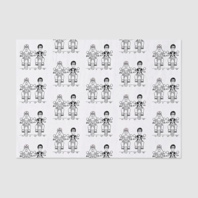 Papier Mousseline Papier Tissu Mariage Moto Biker (Recto)