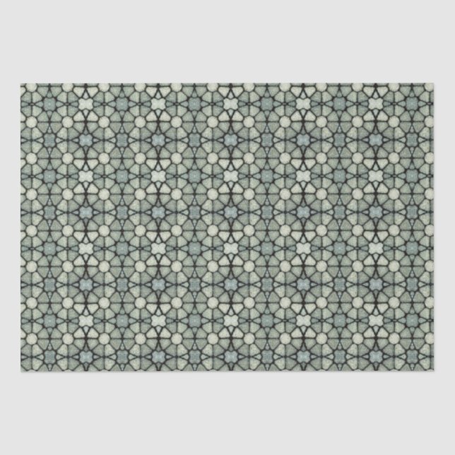 Papier Mousseline Papier Tissu Mosaïque Gris Beige Chaud (Recto)