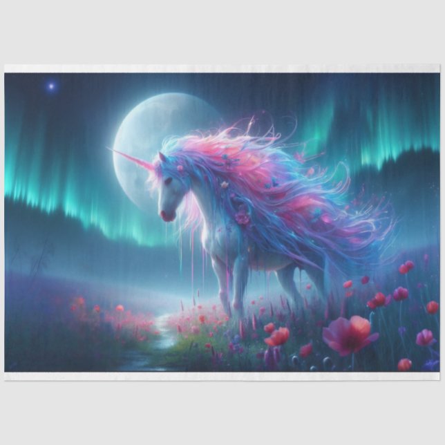Papier Mousseline Papier Tissu Mystique Unicorne (Recto)
