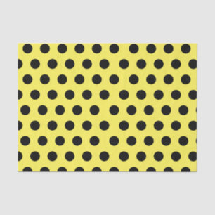 Papier Mousseline Papier Tissu Noir & Jaune Moyen Polka Dot Chic