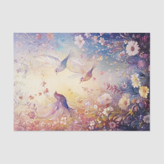 Papier Mousseline Papier Tissu Oiseaux (Recto)