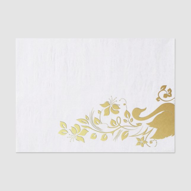 Papier Mousseline Papier Tissu Or Floral Swan (Recto)