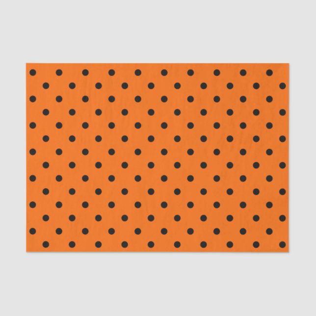 Papier Mousseline Papier Tissu Orange/Noir Pois (Recto)
