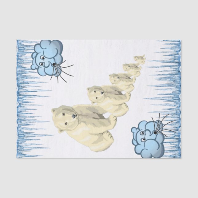 Papier Mousseline Papier Tissu Ours Polaire Nuages Glace (Recto)