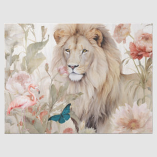 Papier Mousseline Papier Tissu Pastel Floral Lion vintage