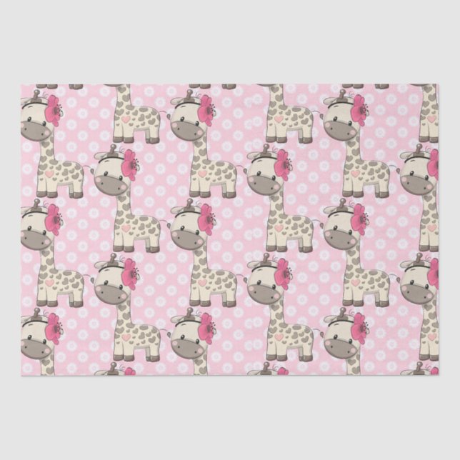 Papier Mousseline Papier Tissu Personnalisé Giraffe Girl Baby (Recto)